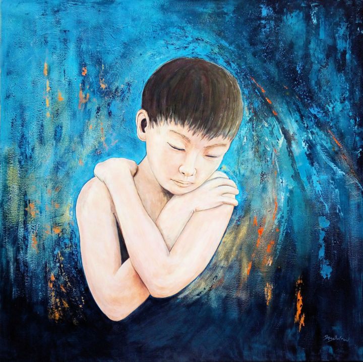 Malerei mit dem Titel "Je suis l'enfant qu…" von Danielle Bellefroid, Original-Kunstwerk, Acryl