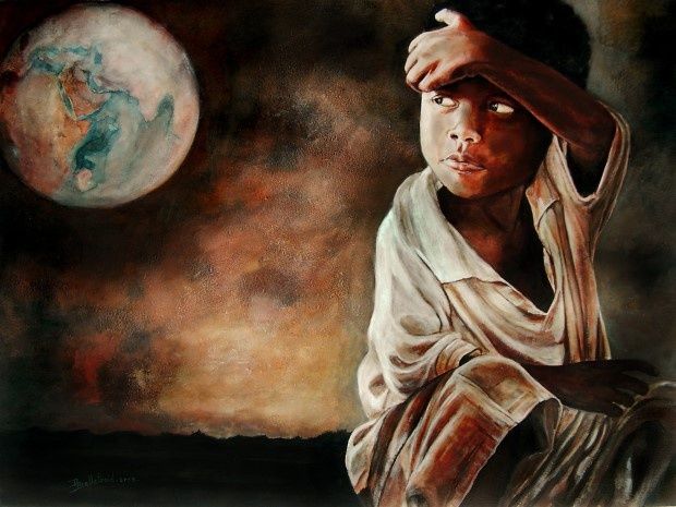 Peinture intitulée "Au clair de la terre" par Danielle Bellefroid, Œuvre d'art originale, Huile