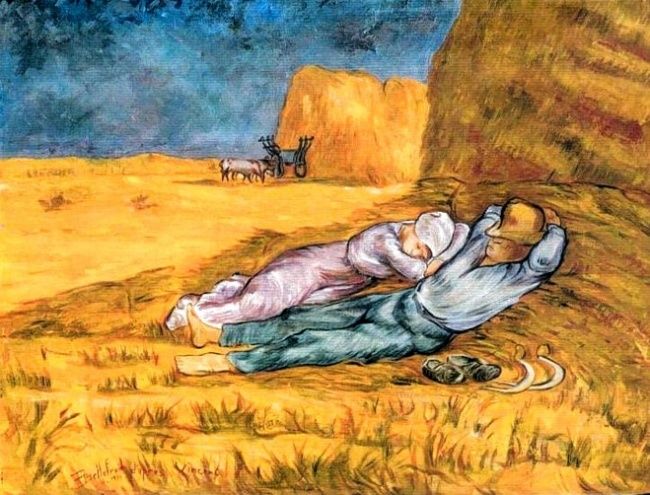 Peinture intitulée "La sieste ( Van Gog…" par Danielle Bellefroid, Œuvre d'art originale, Acrylique