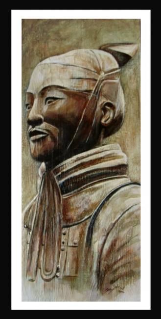 Painting titled "Guerrier Xiang" by Danielle Bellefroid, Original Artwork, Oil