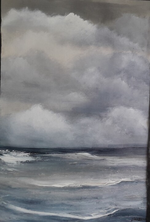 Painting titled "Cloudy sea" by Dani Bueno, Original Artwork, Acrylic