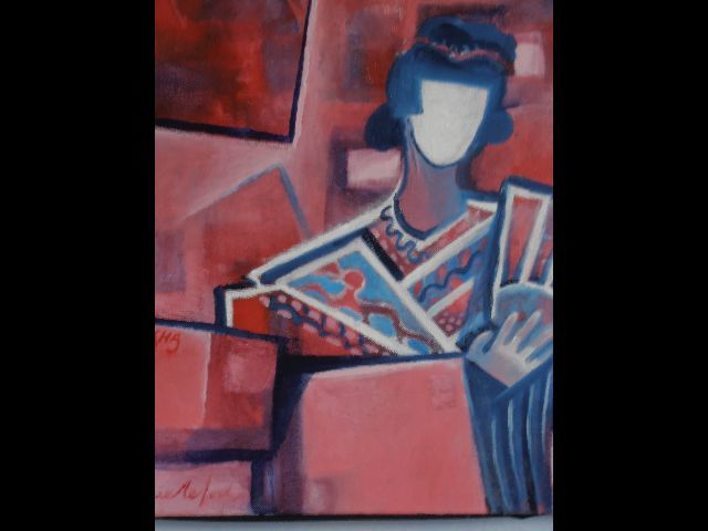 Schilderij getiteld "geisha rouge" door Danielefort, Origineel Kunstwerk, Olie