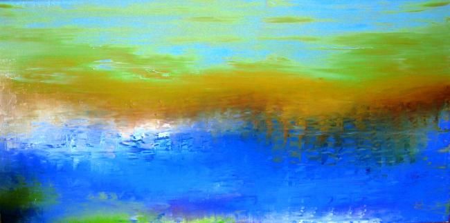 Peinture intitulée "Lagon bleu" par Danielle Gauthier, Œuvre d'art originale,