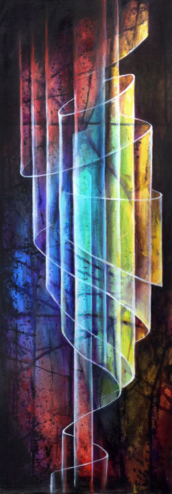 Painting titled "DNA Illuminated V" by Daniel Loveday, Original Artwork, Acrylic