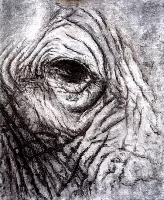 Malarstwo zatytułowany „L oeil d éléphant…” autorstwa Daniel Lutaud, Oryginalna praca, Olej