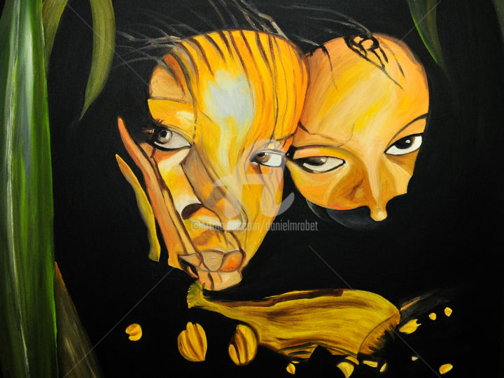 Painting titled "« THE TWO SISTERS »" by Danygil, Original Artwork, Oil