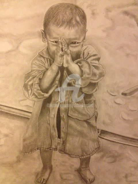 Drawing titled ""MA PRIERE" - "MY P…" by Danygil, Original Artwork, Pencil