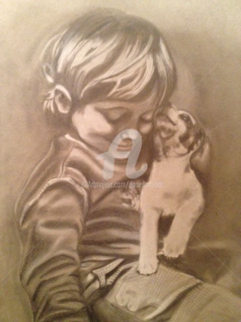 Drawing titled "LES 2 AMIS." by Danygil, Original Artwork, Pencil