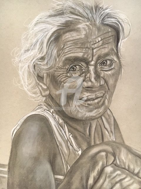 Drawing titled ""UNE GRAND-MERE PAR…" by Danygil, Original Artwork, Pencil