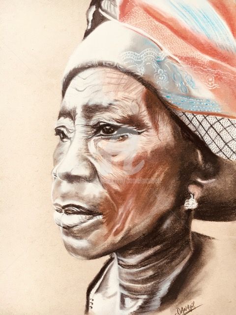 Desenho intitulada ""MAMA BINTA 3"" por Danygil, Obras de arte originais, Pastel