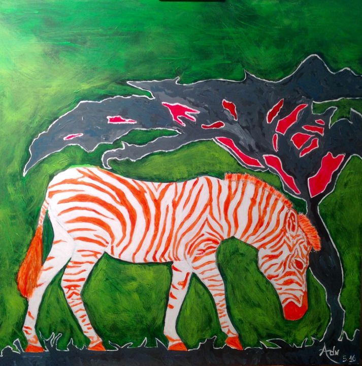 Peinture intitulée "Savane" par Adn, Œuvre d'art originale, Acrylique