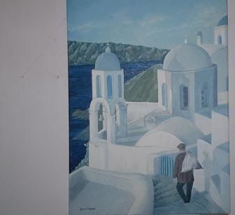 Painting titled "un lugar de grecia" by Daniel Horacio Pugliese, Original Artwork, Oil