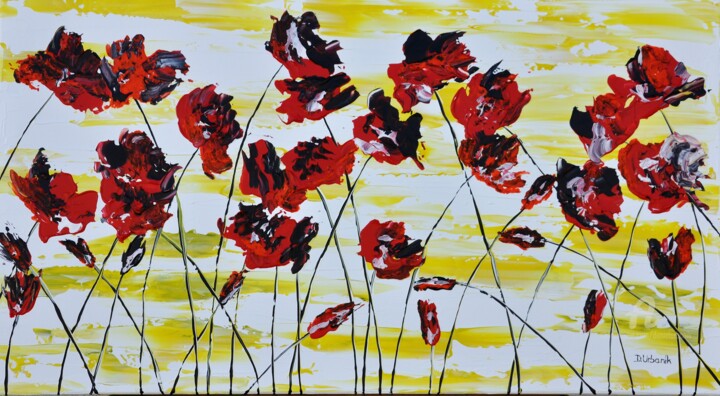 Painting titled "Red Poppies 2 90x50…" by Daniel Urbaník, Original Artwork, Acrylic