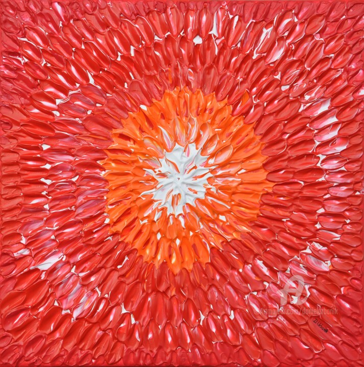 Painting titled "Red Energy" by Daniel Urbaník, Original Artwork, Acrylic