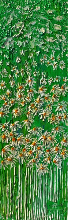 Painting titled "Daisies In The Gras…" by Daniel Urbaník, Original Artwork, Oil