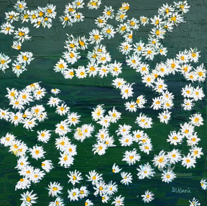 Painting titled "Daisies" by Daniel Urbaník, Original Artwork, Oil