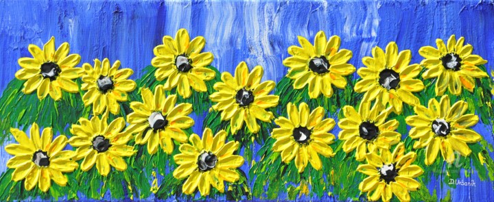 Painting titled "Sunflower 60x25cm" by Daniel Urbaník, Original Artwork, Acrylic