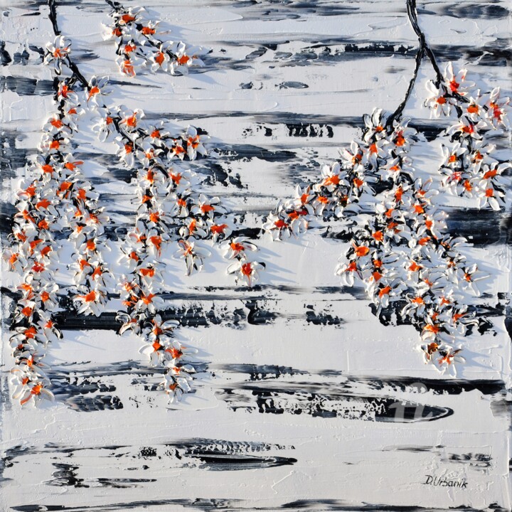 Peinture intitulée "Cherries in the spr…" par Daniel Urbaník, Œuvre d'art originale, Huile