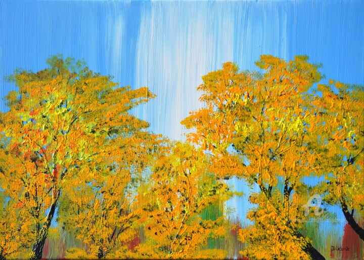 Painting titled "Landscape In Autumn" by Daniel Urbaník, Original Artwork, Acrylic