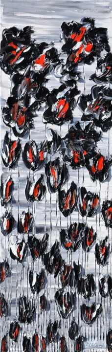 Painting titled "Black Poppies 1" by Daniel Urbaník, Original Artwork, Oil