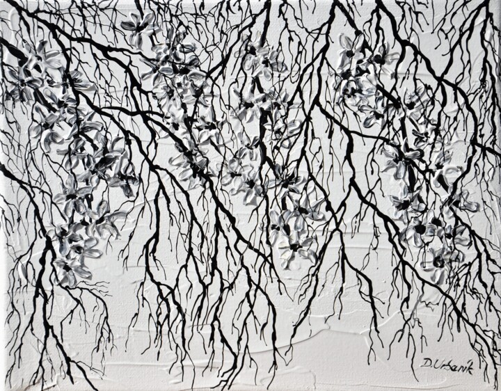 Painting titled "White Cherries" by Daniel Urbaník, Original Artwork, Acrylic
