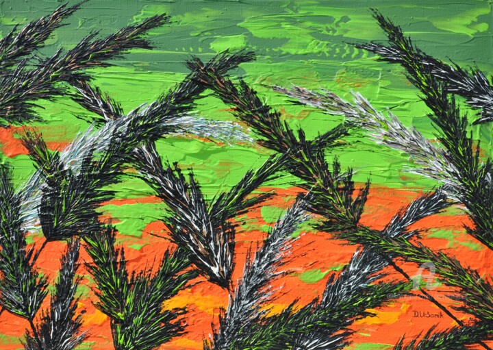 Schilderij getiteld "Grass In Green Color" door Daniel Urbaník, Origineel Kunstwerk, Acryl