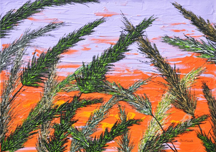 Painting titled "Grass In Purple Col…" by Daniel Urbaník, Original Artwork, Acrylic