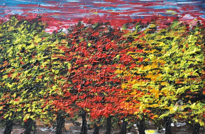 Malerei mit dem Titel "Trees" von Daniel Urbaník, Original-Kunstwerk, Acryl