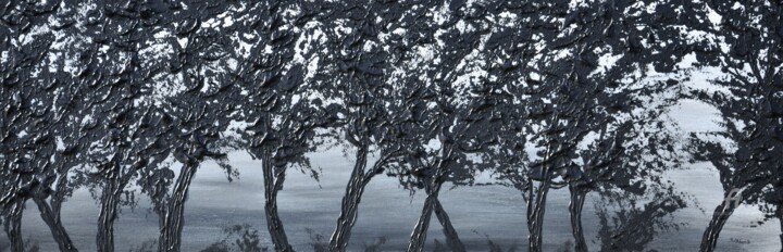 Painting titled "Black Trees" by Daniel Urbaník, Original Artwork, Acrylic