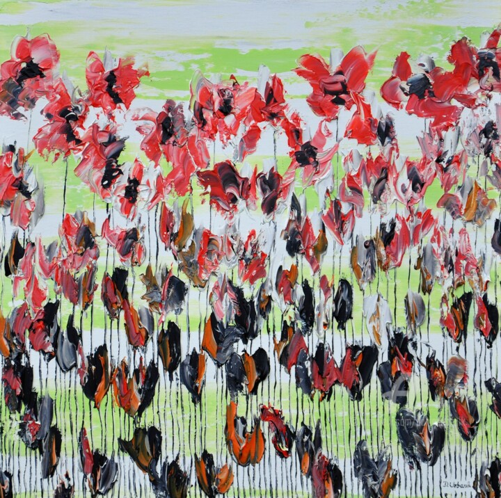 Painting titled "Poppy Flowers 2" by Daniel Urbaník, Original Artwork, Oil