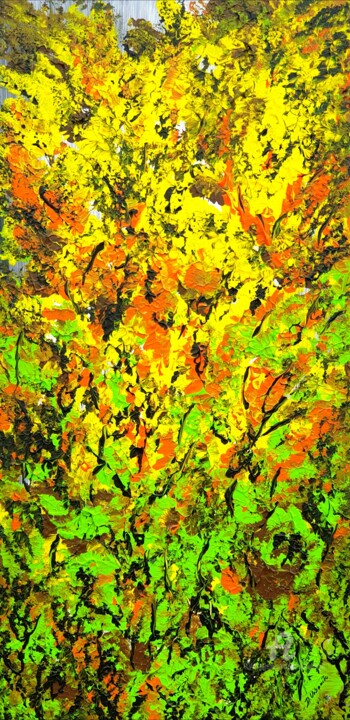 Painting titled "Colored Trees" by Daniel Urbaník, Original Artwork, Acrylic