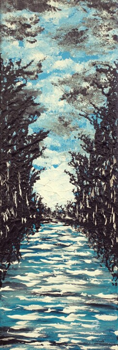 Malerei mit dem Titel "Winter River 3" von Daniel Urbaník, Original-Kunstwerk, Acryl
