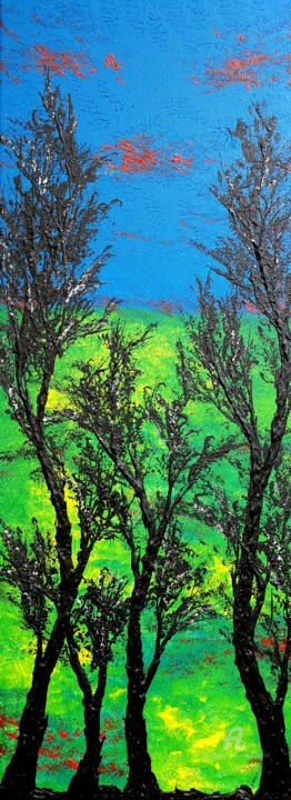 Painting titled "Green nature 1" by Daniel Urbaník, Original Artwork, Acrylic