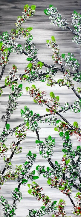 Painting titled "Blooming spring che…" by Daniel Urbaník, Original Art, Acrylic