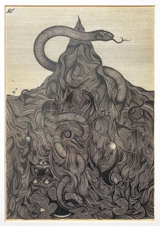 Картина под названием "Viper" - Daniil Kondratyev, Подлинное произведение искусства, Чернила