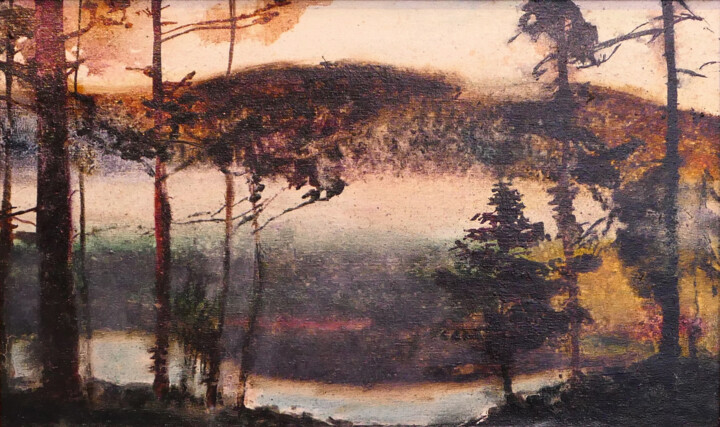 Pintura intitulada "Northern evening" por Danil Danilovskii, Obras de arte originais, Óleo Montado em Armação em madeira
