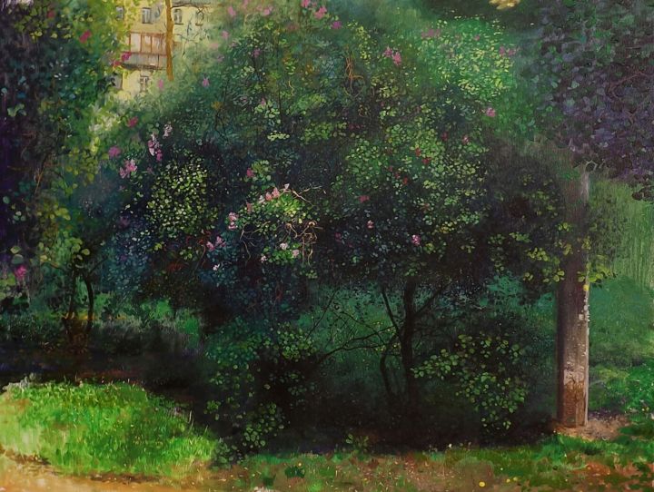 Картина под названием "Lilac" - Danil Shurykin, Подлинное произведение искусства, Акрил