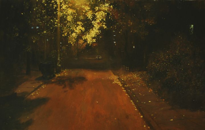 Картина под названием "Walk at night" - Danil Shurykin, Подлинное произведение искусства, Акрил