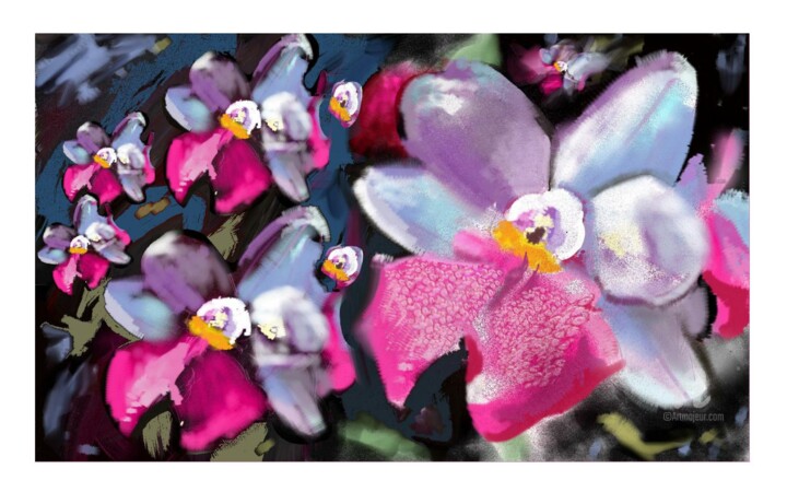 Arts numériques intitulée "Orchidée" par Danila, Œuvre d'art originale, Peinture numérique