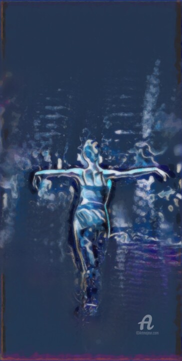 Digitale Kunst getiteld "Blue" door Danila, Origineel Kunstwerk, Digitaal Schilderwerk