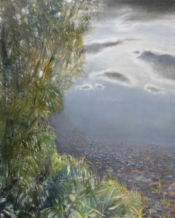 Schilderij getiteld "Reflection oil land…" door Masha Danilovskaia, Origineel Kunstwerk, Olie