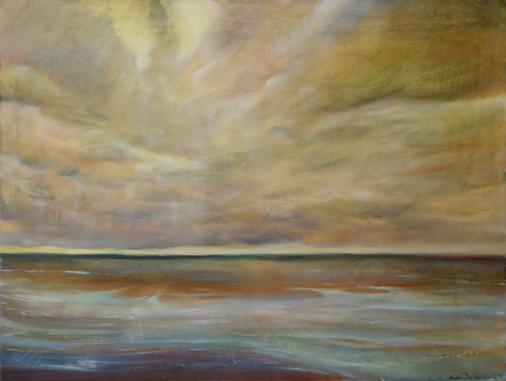 Peinture intitulée "TIDE sea landscape…" par Masha Danilovskaia, Œuvre d'art originale, Huile
