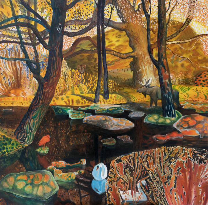 Peinture intitulée "On the shores of a…" par Masha Danilovskaia, Œuvre d'art originale, Huile Monté sur Châssis en bois
