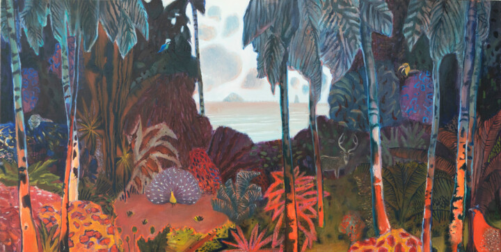 Картина под названием "In the forest by th…" - Masha Danilovskaia, Подлинное произведение искусства, Масло Установлен на Дер…