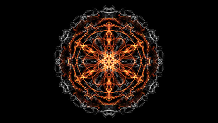 Digital Arts titled "flame mandala flowe…" by Daniil Ivanov, Original Artwork, Digital Painting