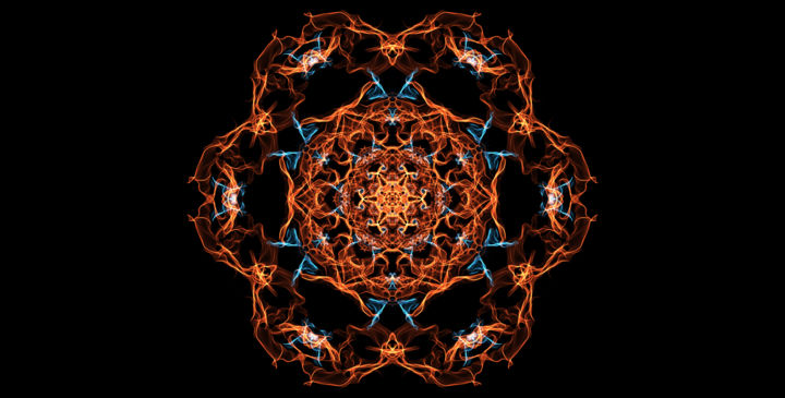 Arts numériques intitulée "flame mandala flower" par Daniil Ivanov, Œuvre d'art originale, Peinture numérique