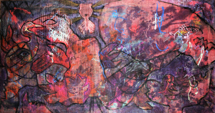 Arte textil titulada "Mont Klamott" por Danjana Brandes, Obra de arte original, Acrílico Montado en Bastidor de camilla de m…