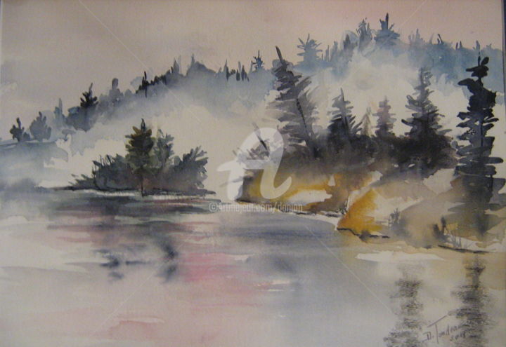 Peinture intitulée "Brume matinale #art…" par Dany, Œuvre d'art originale, Aquarelle