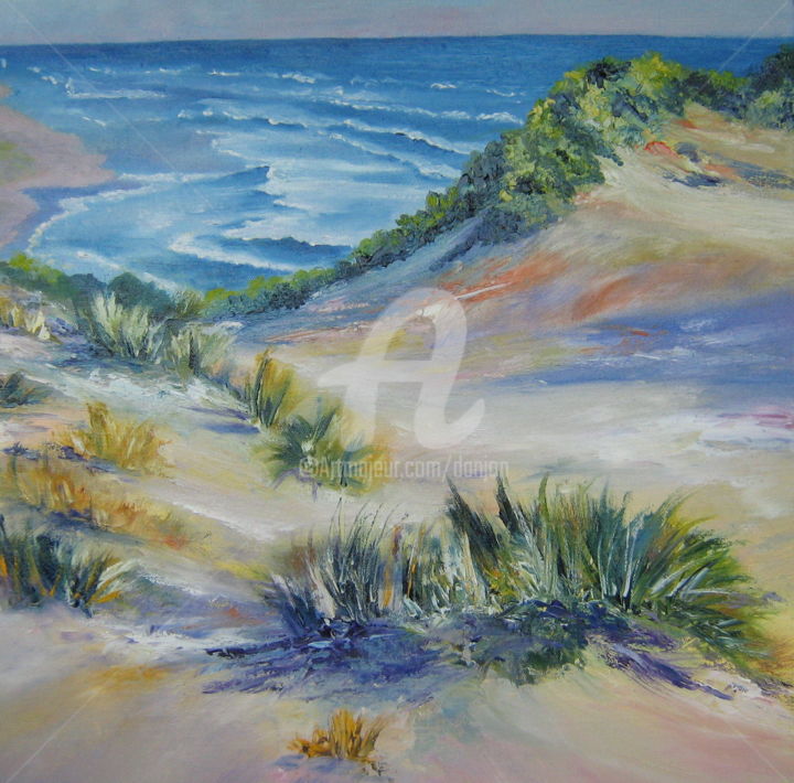 Painting titled "Au-delà des dunes" by Dany, Original Artwork, Oil