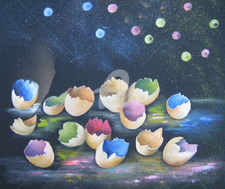 Painting titled "Coquilles!!!!!!" by Dany, Original Artwork, Oil